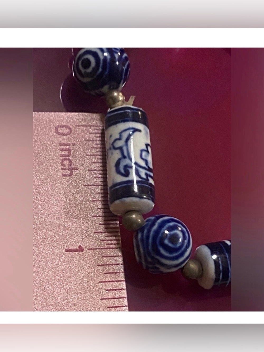 Vintage Blue & White Ceramic Bead Bracelet #8059 ❤️🔥 - Picture 3 of 5